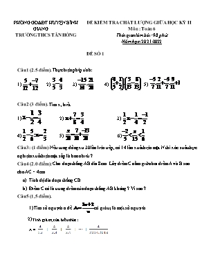 Đề kiểm tra chất lượng giữa học kỳ II môn Toán Lớp 6